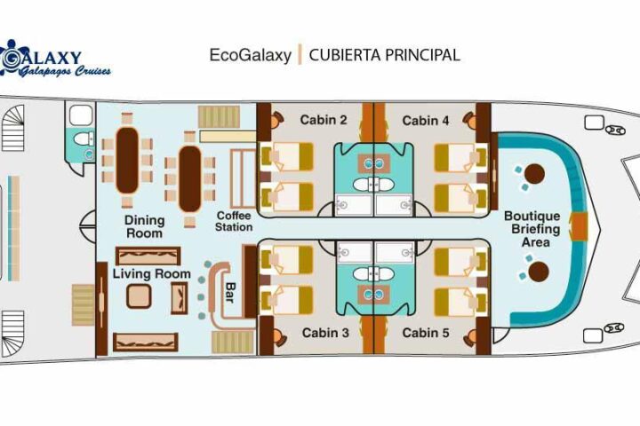 Cubierta principal del catamarán ecogalaxy