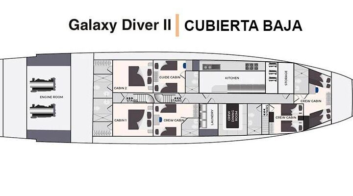 Cubierta baja yate Galaxy Diver II