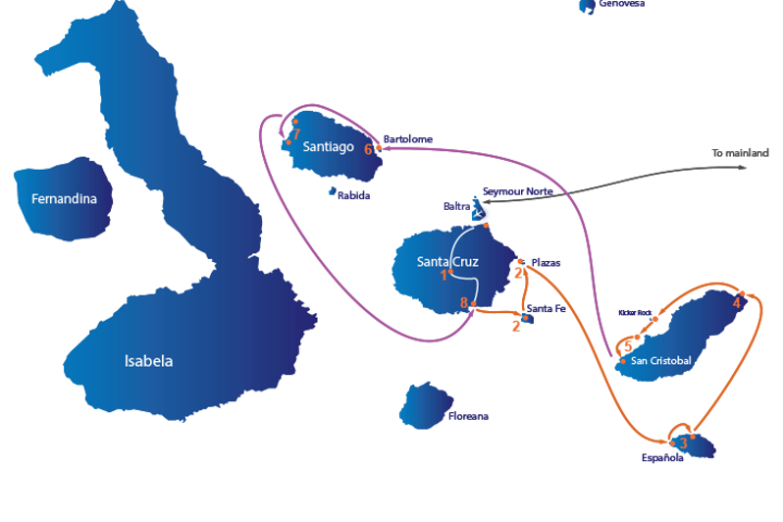 Itinerario C del M/Y Grand Queen Beatriz Galapagos