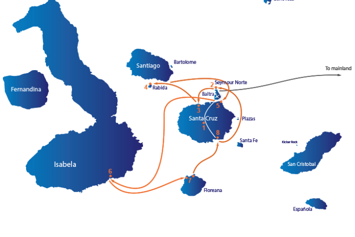Itinerario D del M/Y Grand Queen Beatriz Galapagos
