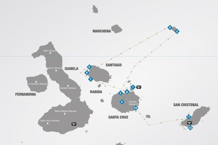 Itinerario 5 D del Catamarán Galápagos Elite