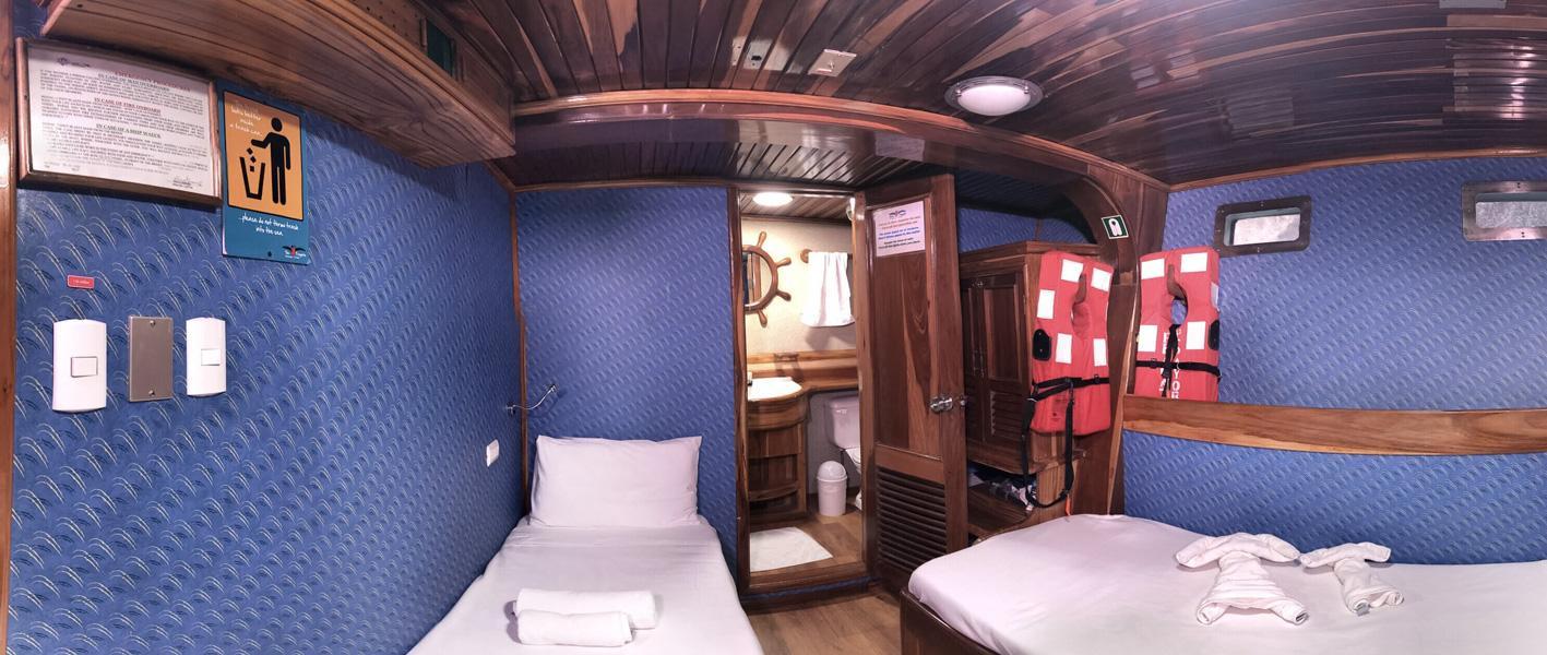 furnished cabin on the Fragata yacht