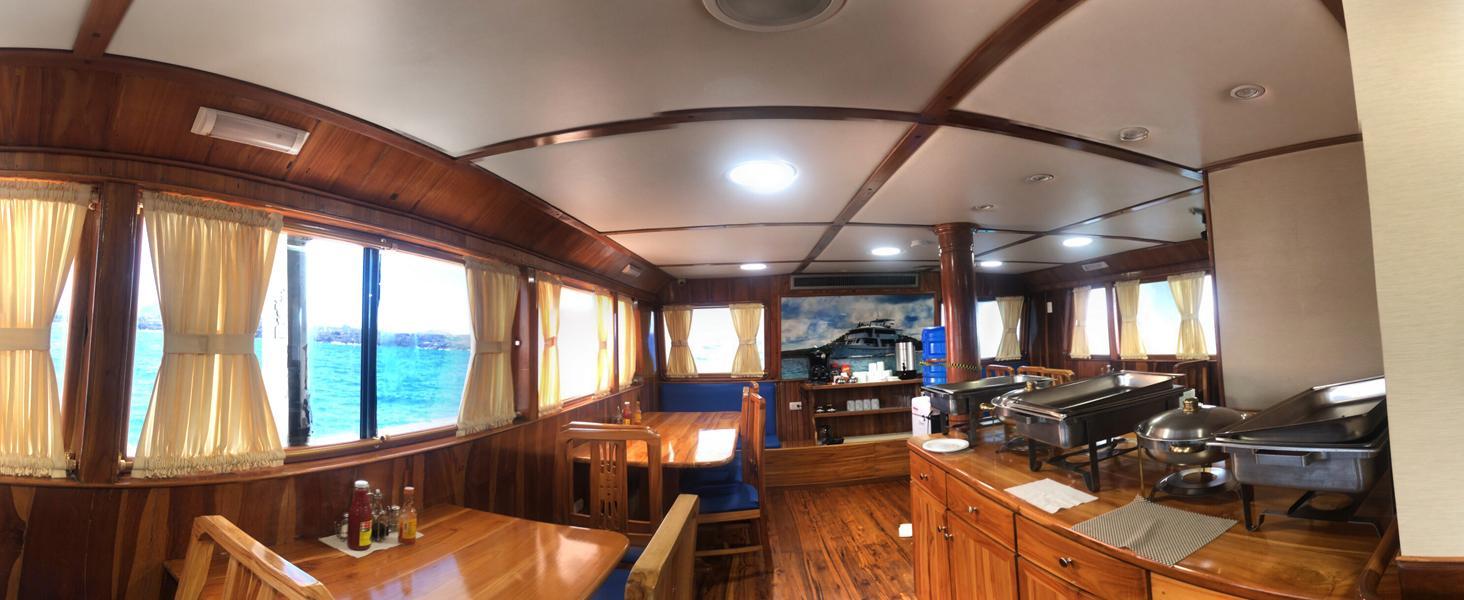 dining room on the Fragata yacht