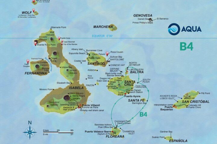 Itinerary B4 of Aqua Galapagos Diving Cruise