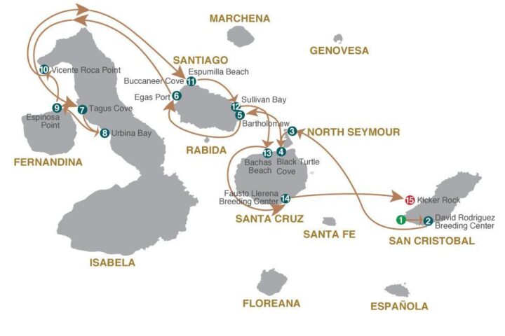 Grand Majestic Galapagos Cruise Itinerary 8d-7n B