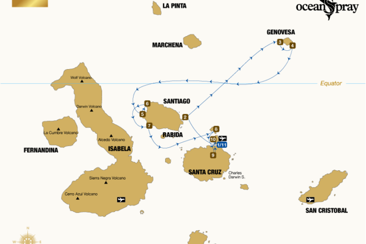 Itinerary 4N Ocean Spray Galapagos Cruise