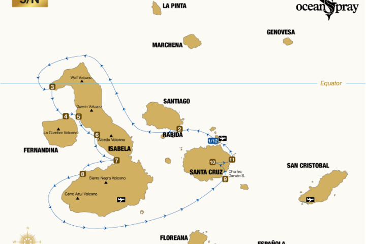 Itinerary 5N A Ocean Spray Galapagos Cruise