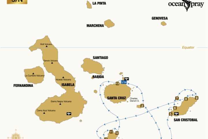 Itinerary 5N B Ocean Spray Galapagos Cruise