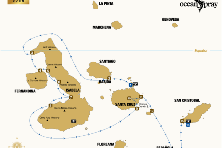 Itinerary 7N A Ocean Spray Galapagos Cruise