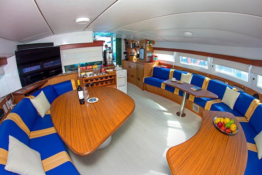 Living room on the Nemo I Galapagos cruise