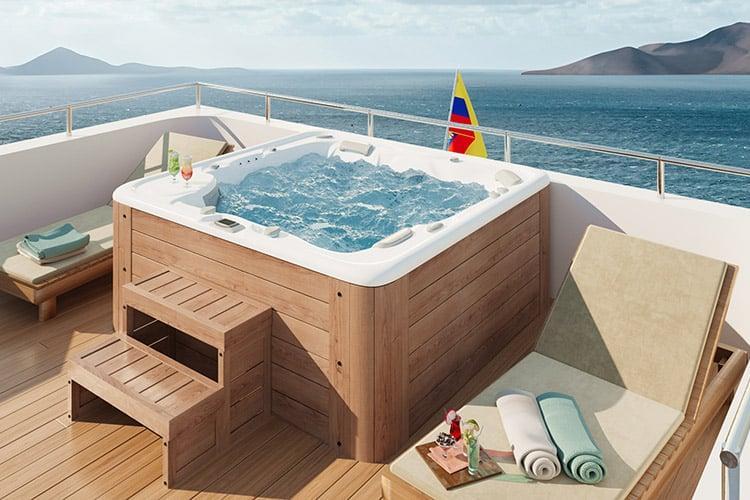 Outdoor jacuzzi on the yacht Angel