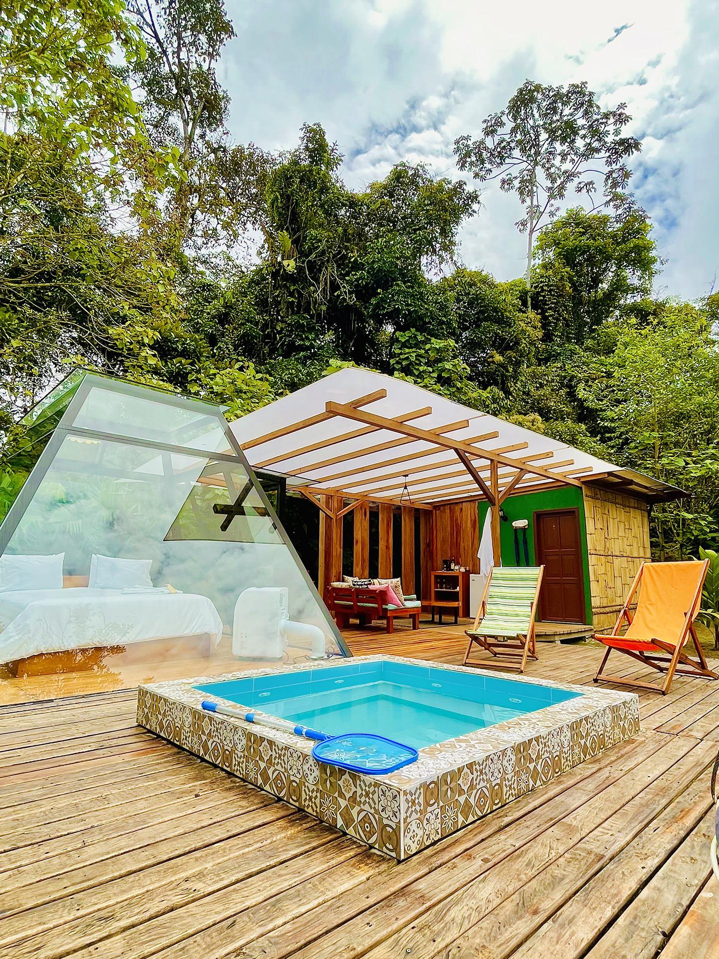vistal-frontal-con-piscina-glamping-Pirámide-Sangay vistal frontal con piscina glamping Piramide Sangay